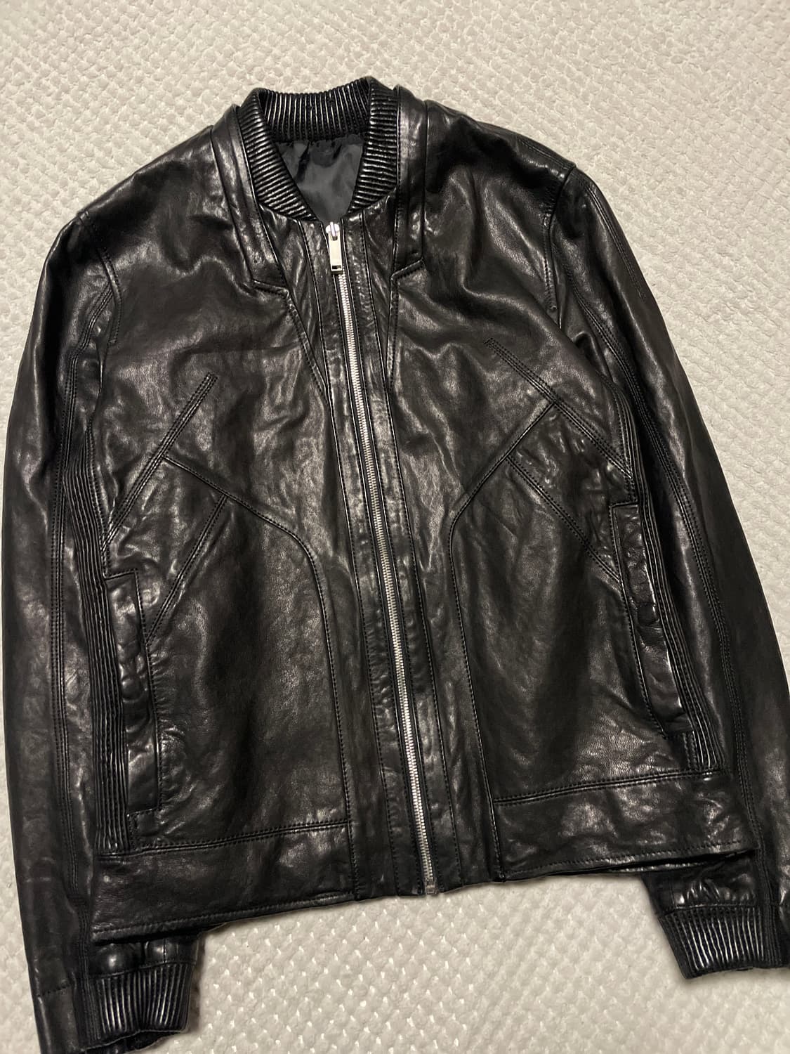 BON 웨스턴 무드 램스킨 양가죽 절개 바이커 레더 자켓 상품이미지6