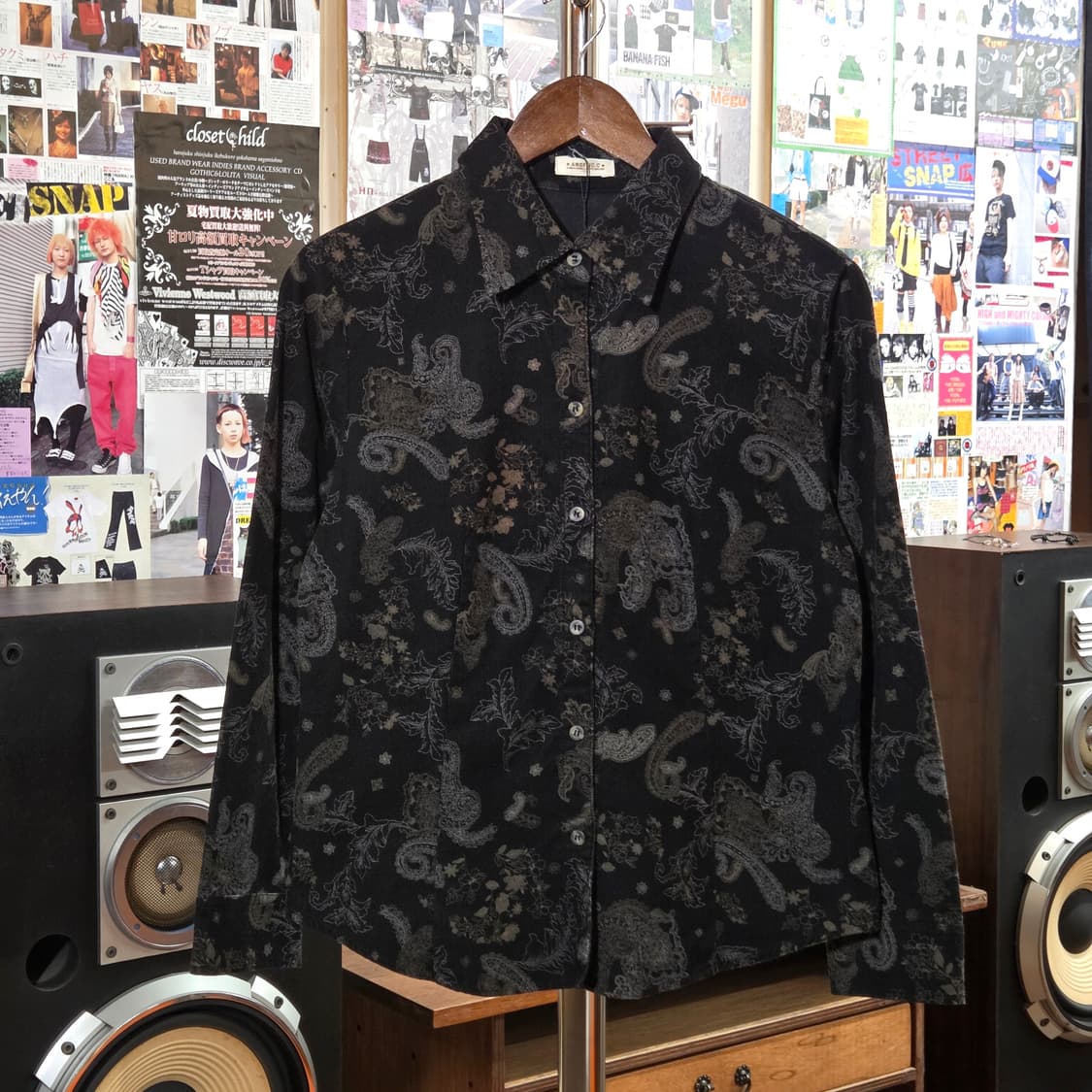 JPN 코듀로이 블랙 에스닉 셔츠 상품이미지1