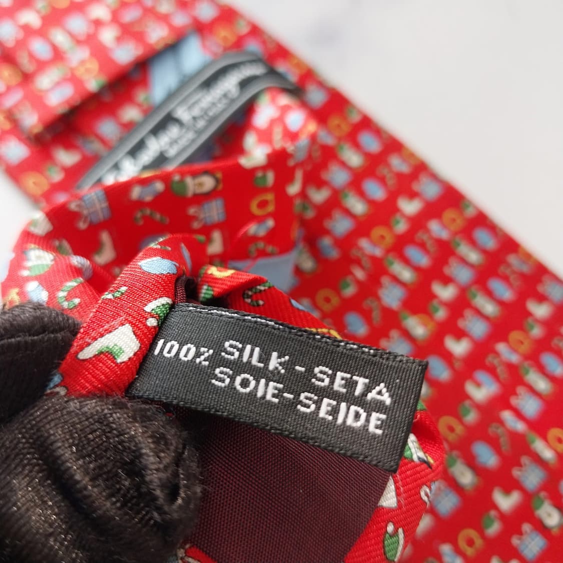 살바토레 페라가모 실크 크리스마스 모티브 넥타이 8cm A등급 k2017 상품이미지10