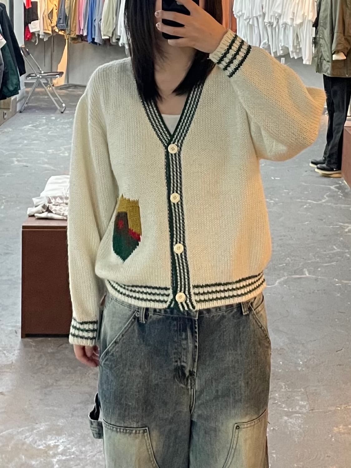 빈티지 울 혼방 브이넥 니트 가디건 H1520 상품이미지1