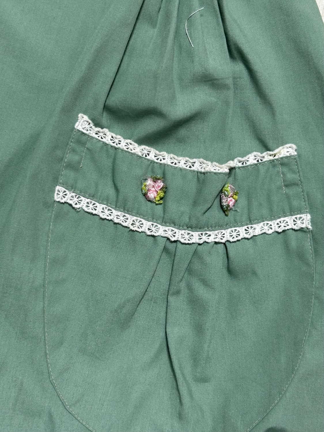 일본빈티지 모리걸 에이프런 앞치마 꽃자수 상품이미지2