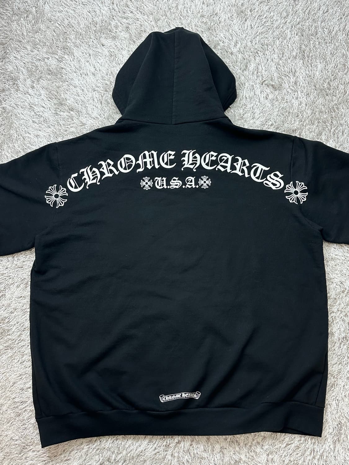 [XL] 정품 크롬하츠 USA 스크립트 로고 플리스 집업 후드 블랙 상품이미지3