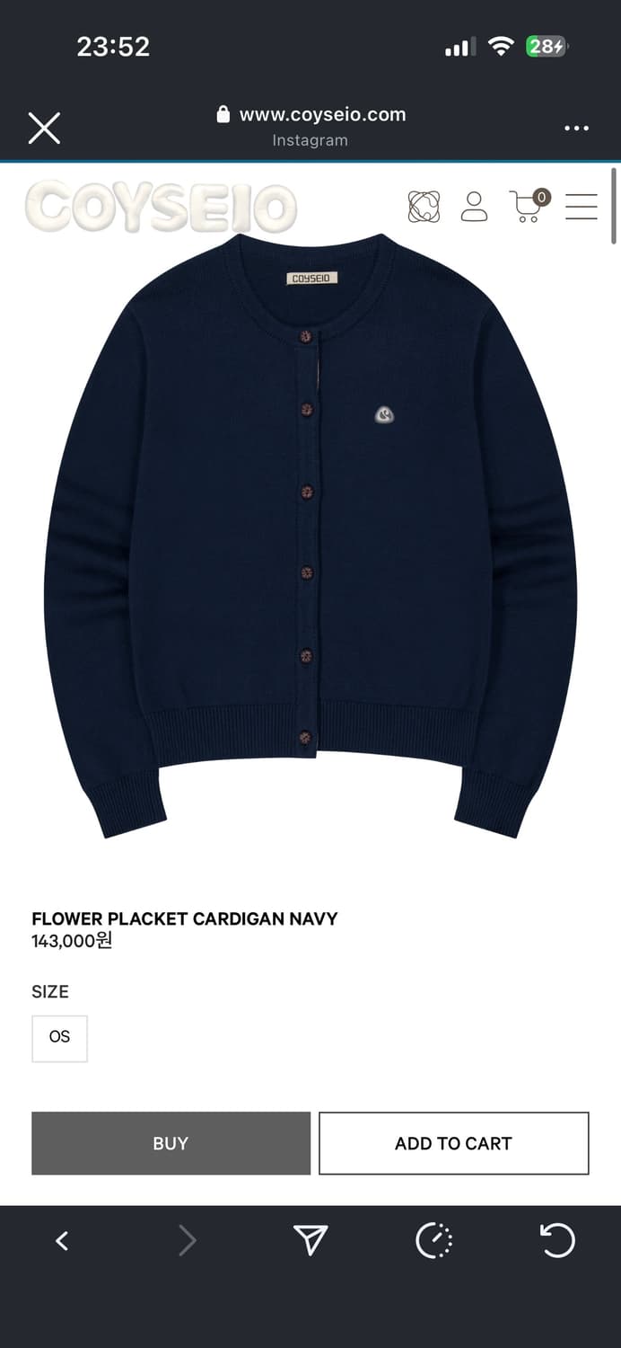 코이세이오 FLOWER PLACKET CARDIGAN NAVY 상품이미지1
