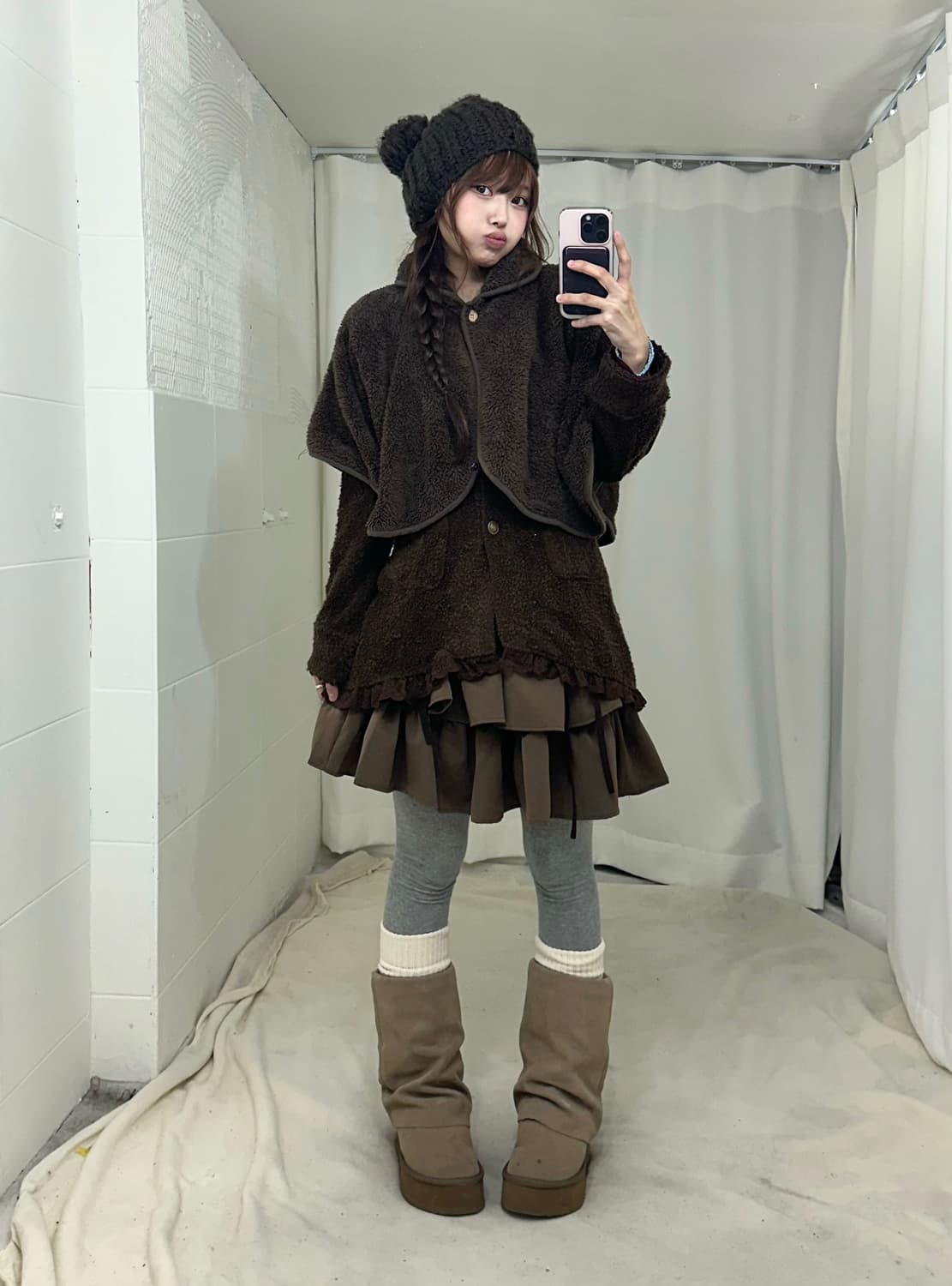 액시즈팜 초코브라운 레이스 블레이저 니혼진 코디세트 상품이미지1