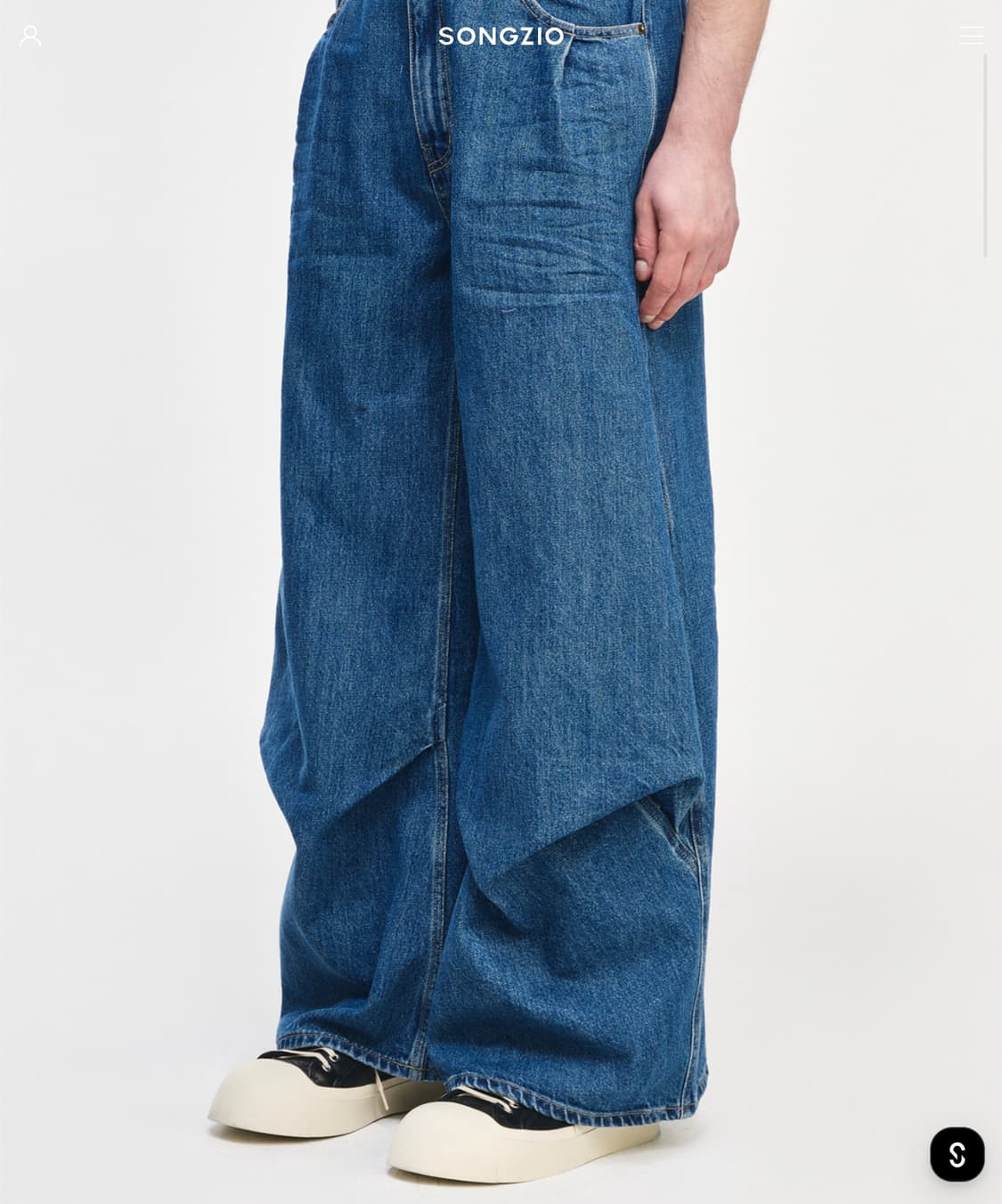 송지오 26SS 컬렉션 바이어스 드레이프 플레어 데님 86사이즈 상품이미지2