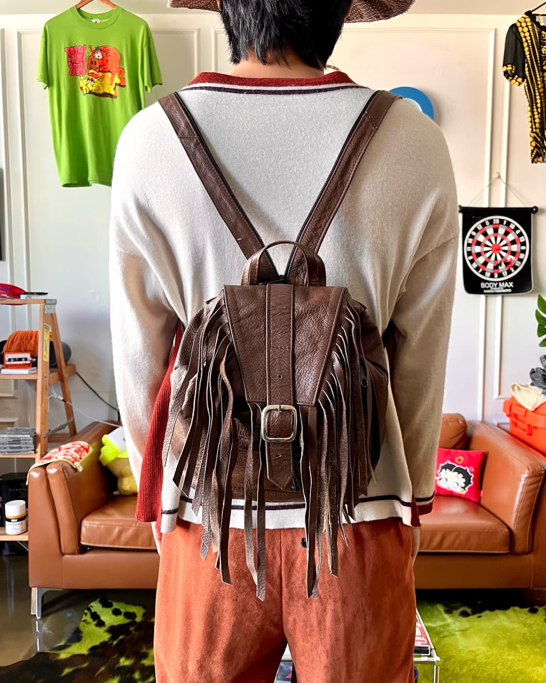 1980-90s Sercal Leather Fringe 2-Way Bag 상품이미지2