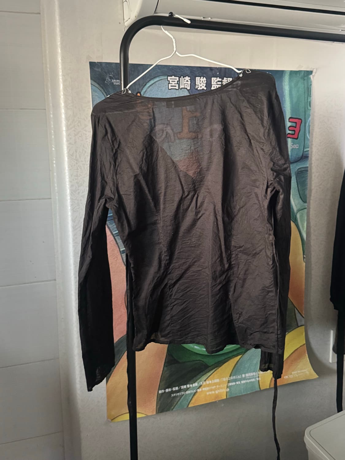 유럽 빈티지 시스루 코튼 블랙 블라우스 상품이미지3