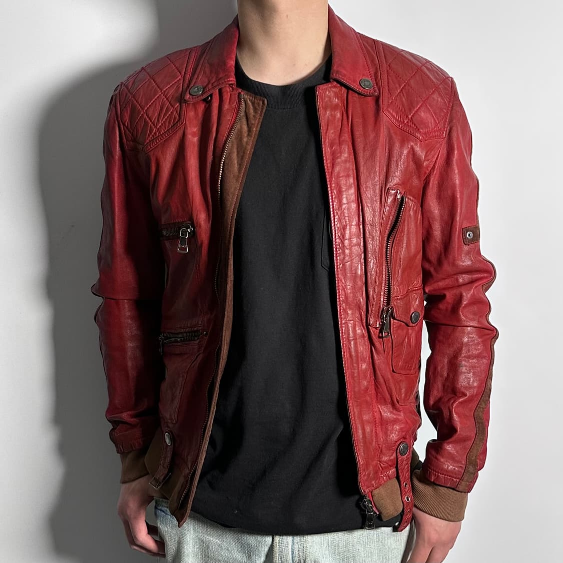 D&G 돌체앤가바나 리얼레더 스칼렛레드 라이더자켓 (on.565)   상품이미지1