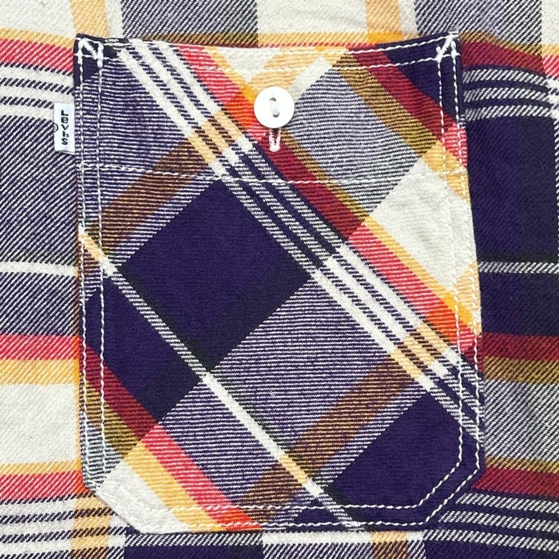 리바이스 퍼플 체크 플란넬 투포켓 셔츠 L 상품이미지3