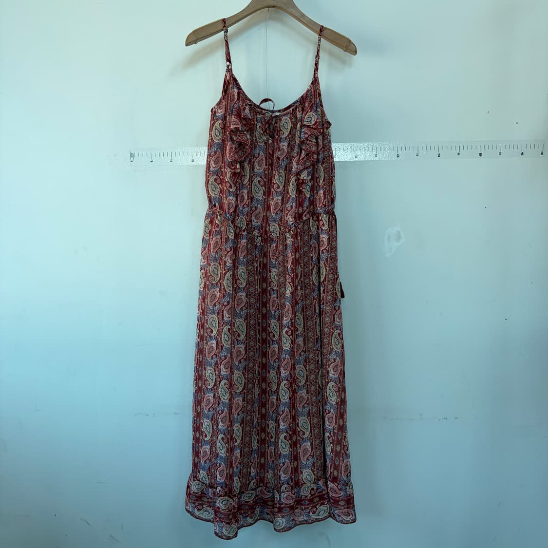 써스데이아일랜드 패턴 롱 원피스 끈나시 상품이미지1