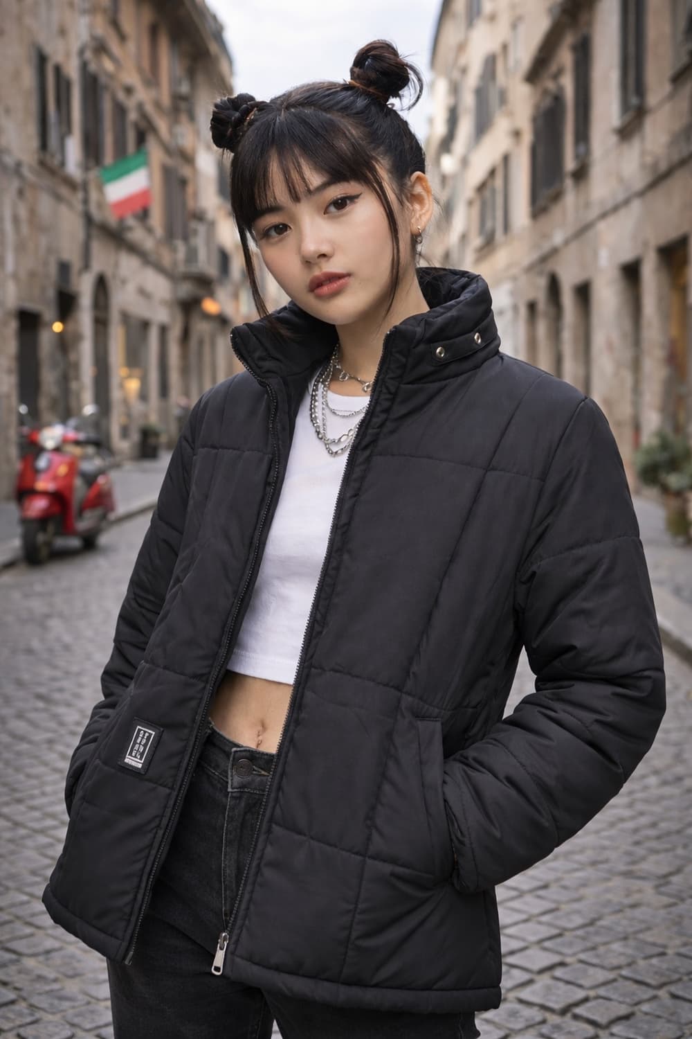 🧥 STEFANEL 스테파넬 퀼팅 패딩 자켓 (블랙) 상품이미지1