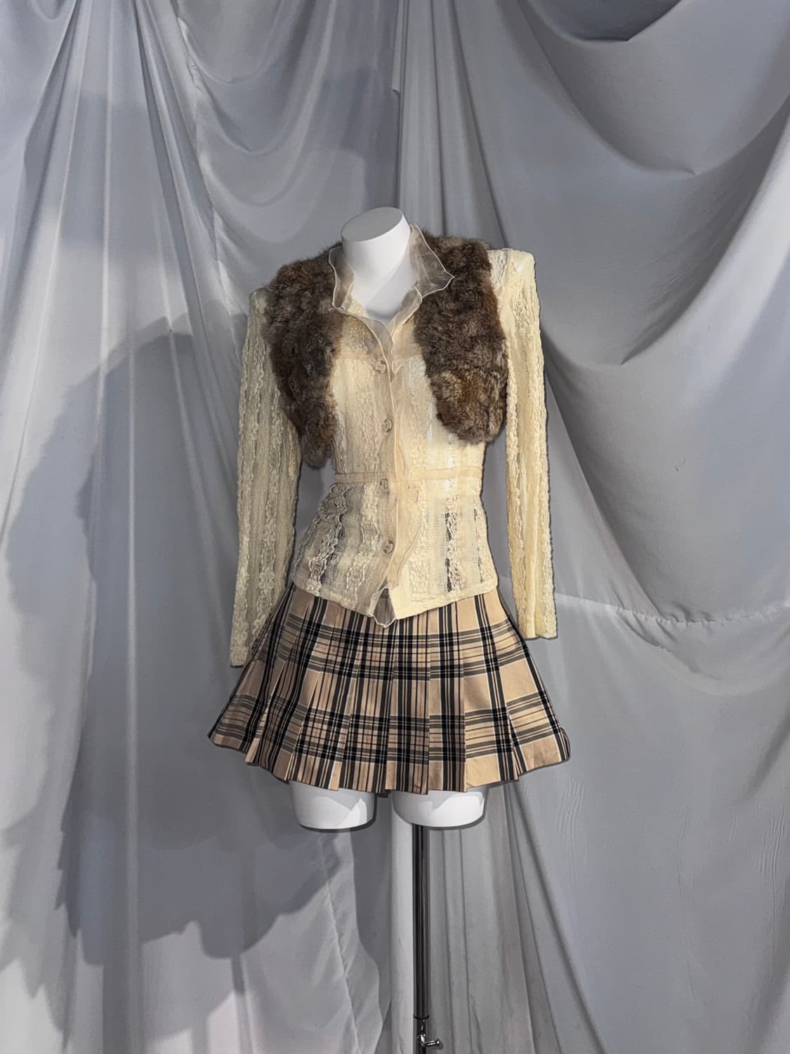 나나미깔 데일리 니혼진 체크 브라운 코디세트  상품이미지4