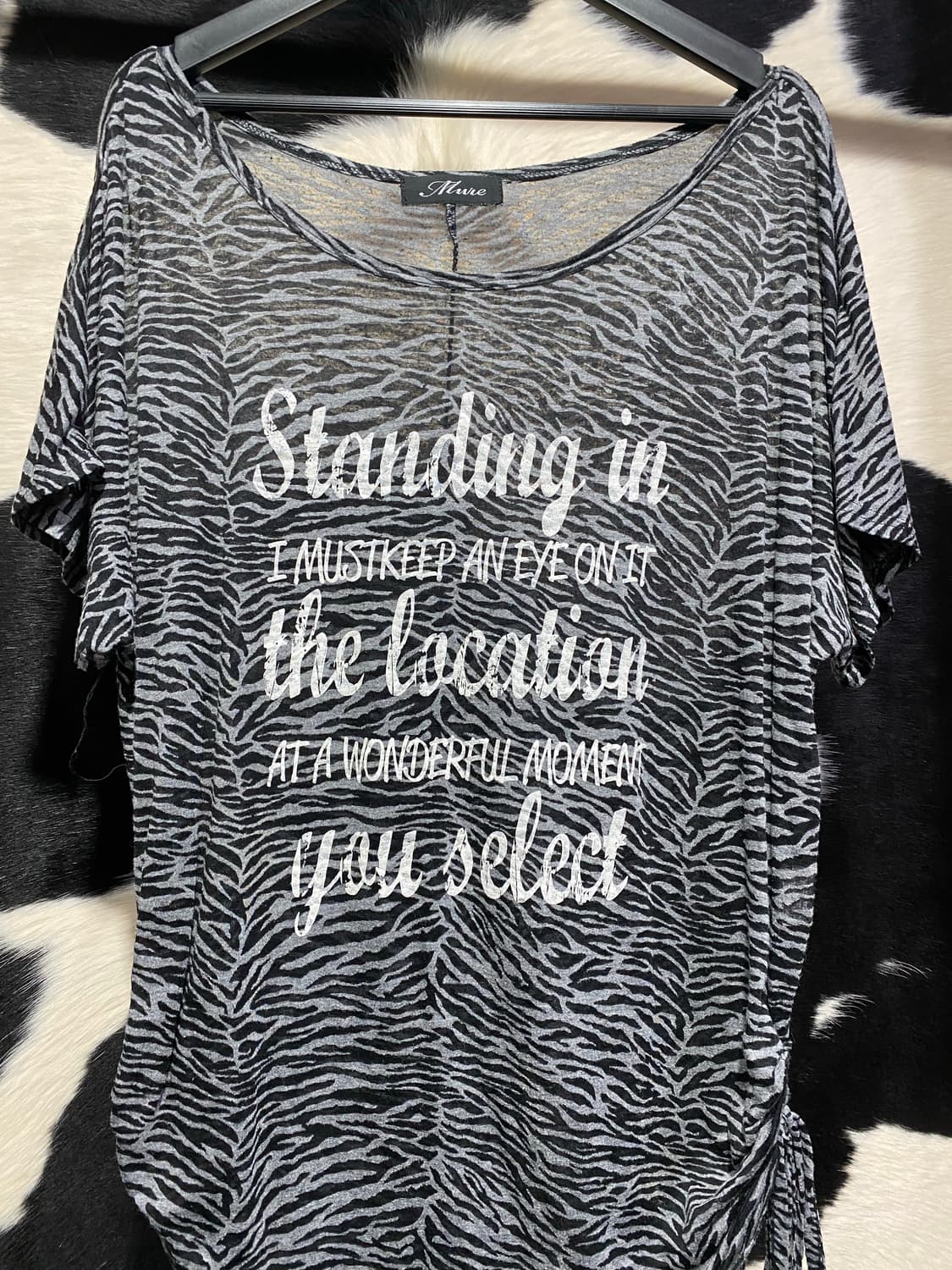 Japanese vtg 지브라패턴 셔링 반팔티셔츠 상품이미지3