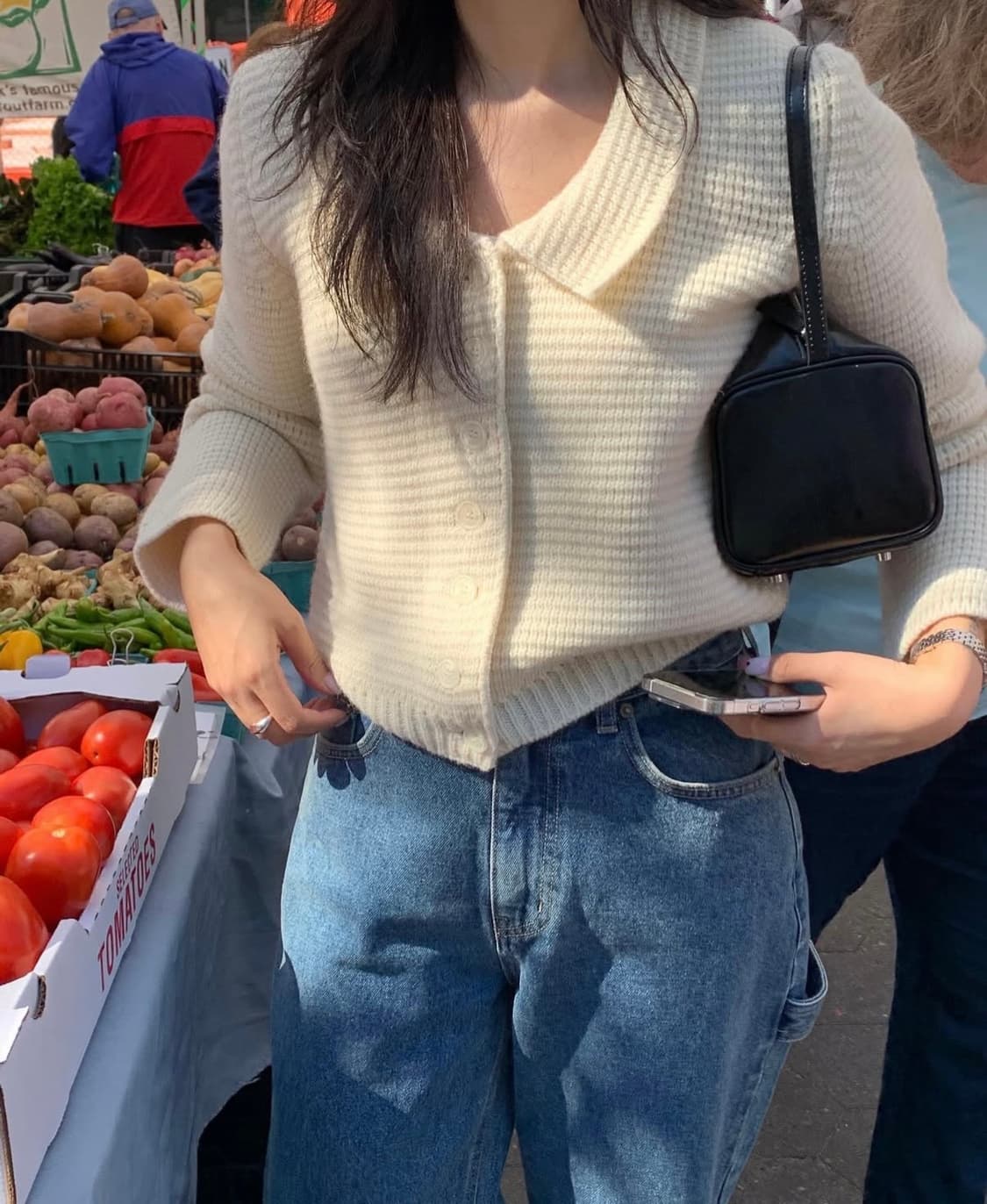 (새상품/택O) 바이무드 더히어 스코틀랜드 울 가디건 아이보리 상품이미지1