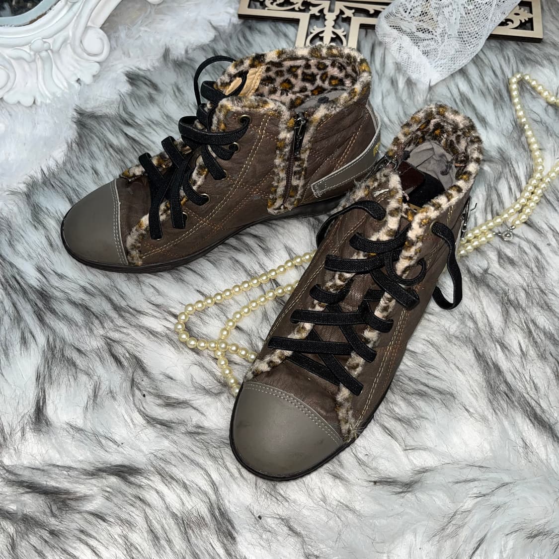 빈티지 갸루깔 웨지힐 스니커즈 상품이미지2