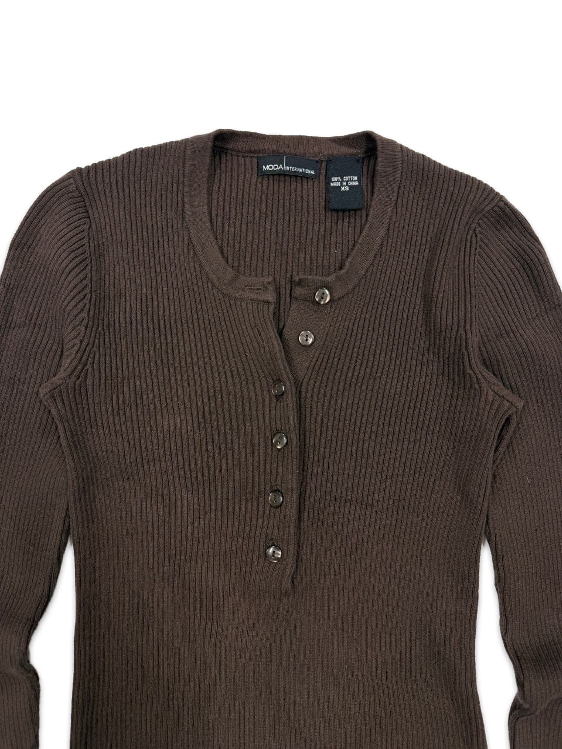 빈티지 브라운 하프 단추 레이어드 니트 상품이미지3