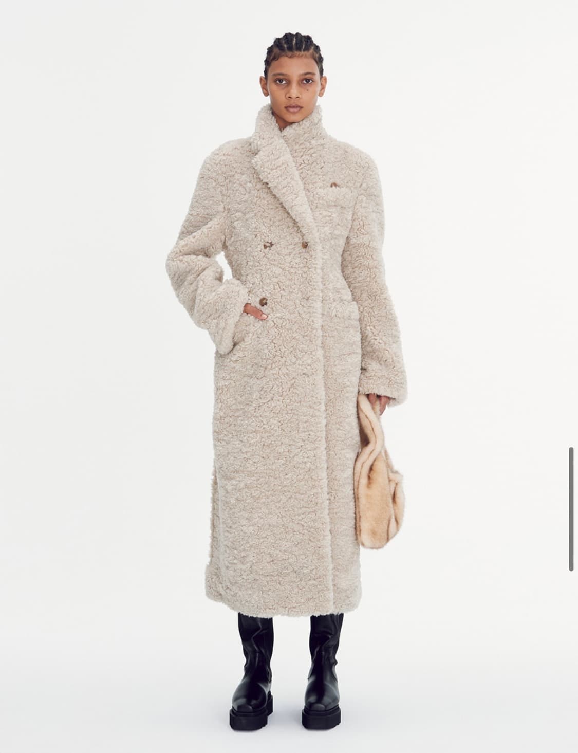 렉토 에코 퍼 더블 브레스트 테디 코트 S 상품이미지2