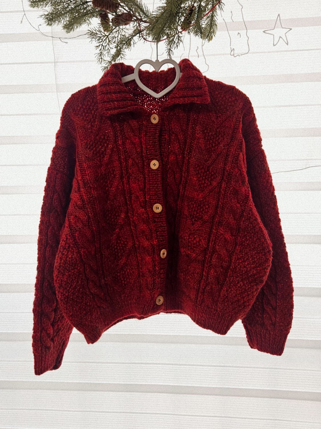 꽃소녀빈티지 크리스마스 레드 니트가디건 상품이미지2