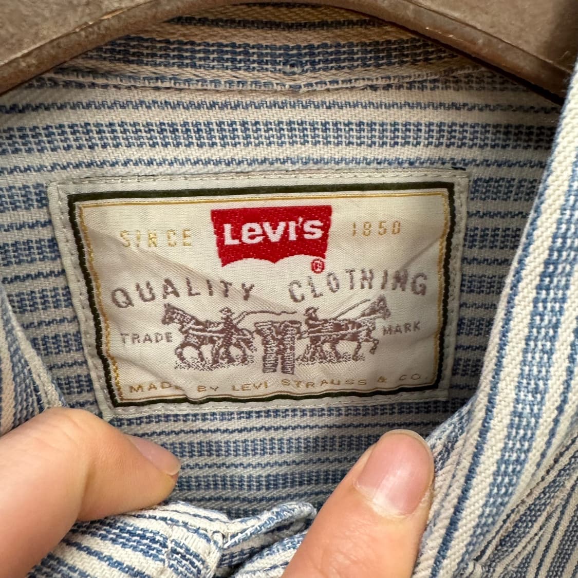 리바이스 워크 셔츠 스트라이프 패턴 어센틱 진 스퀘어 스카이블루 상품이미지6