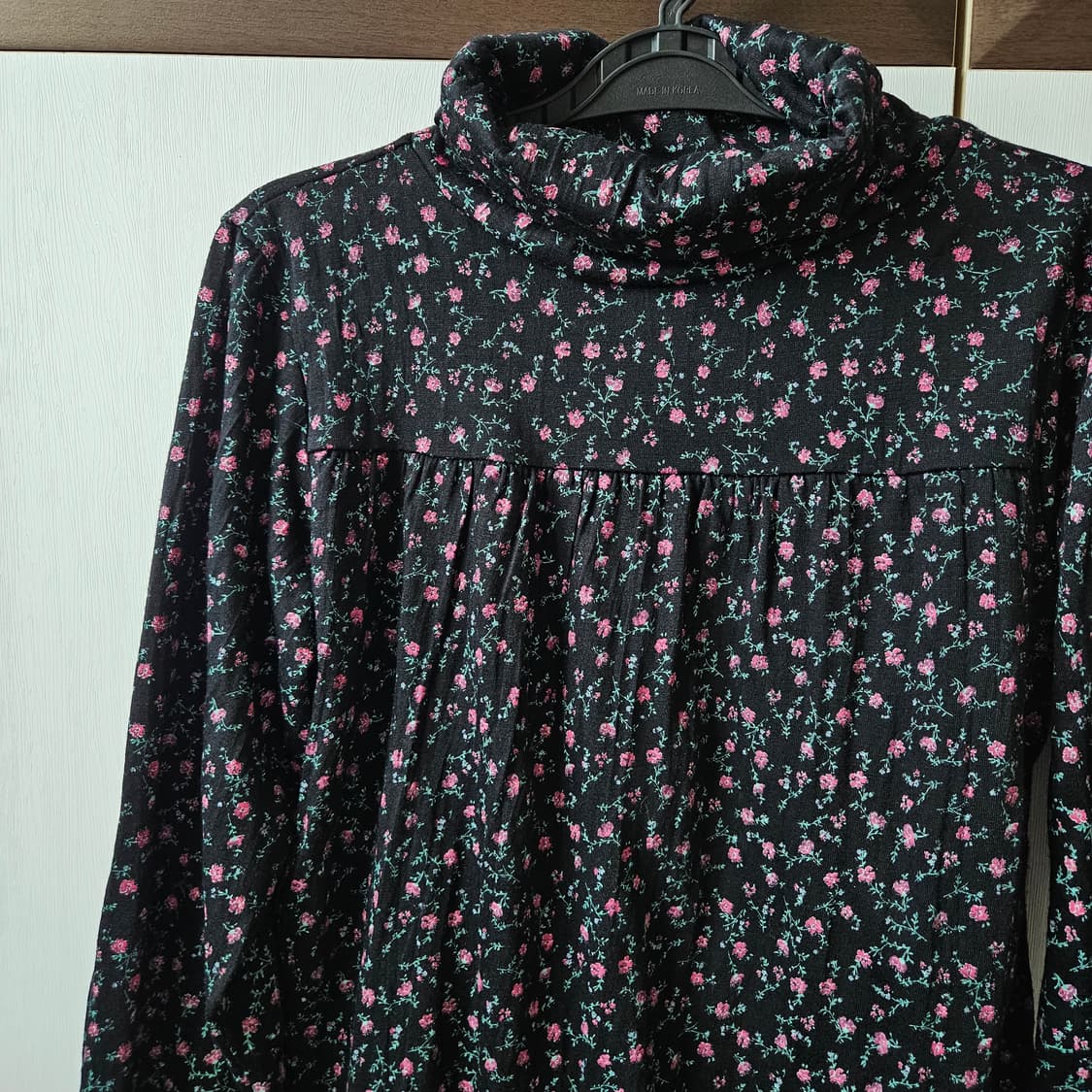 플라워 레이스 목폴라티 빈티지 모리걸 잔꽃 레이어드 티 상품이미지2