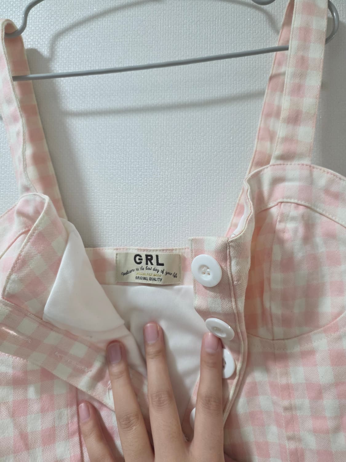 핑크 체크 뷔스티에 상품이미지3