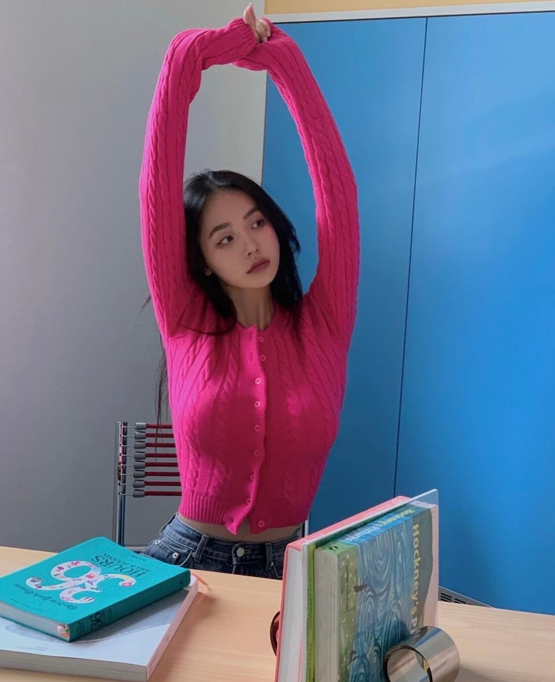 페일제이드 트위스트 가디건 핫핑크 22FW, 페일제이드 가디건 상품이미지1