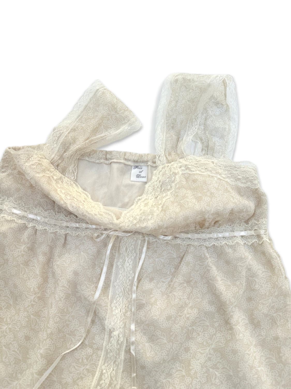 빈티지 아이보리 시스루 프릴 레이스 슬리브리스 상품이미지5