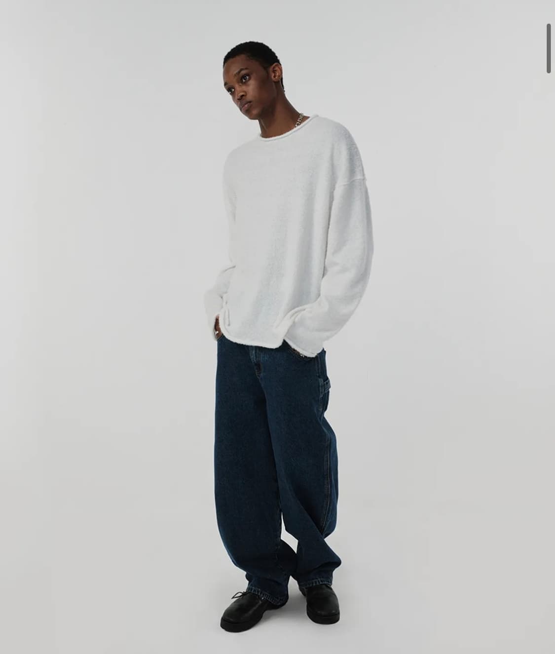 [새상품] 스웨이드 suade shearling knit 셔링 니트 상품이미지1