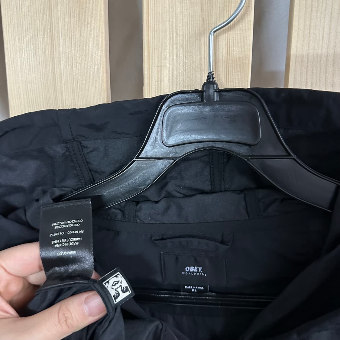 (XL) 오베이 빅로고 블랙 롱 코치 자켓 상품이미지5