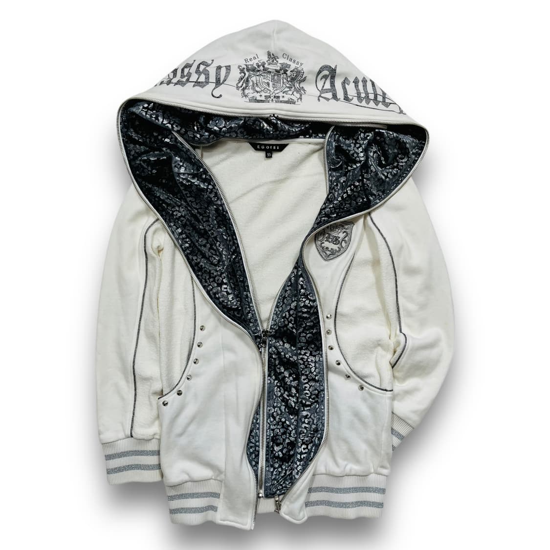 에고이스트 y2k 펑크 갸루 더블 지퍼 슬림 후디 집업 상품이미지2