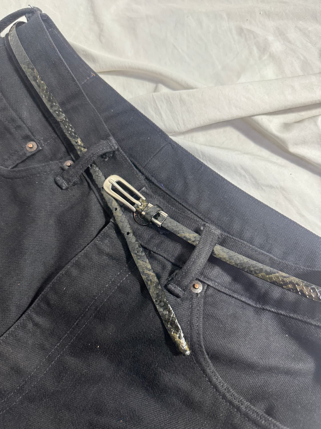 빈티지 크로커다일 레더 벨트 상품이미지1