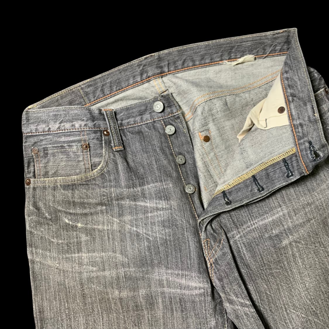 [L] 슈가케인 흑청 셀비지 데님 팬츠 상품이미지4