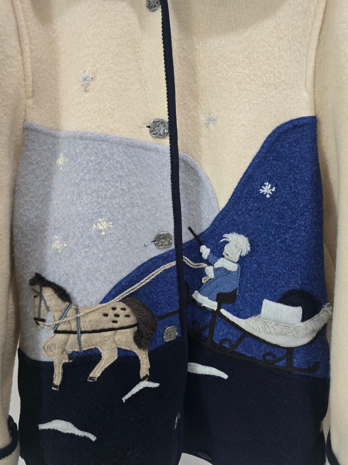 매장판 기스바인 아플리케 울니트집업 상품이미지7