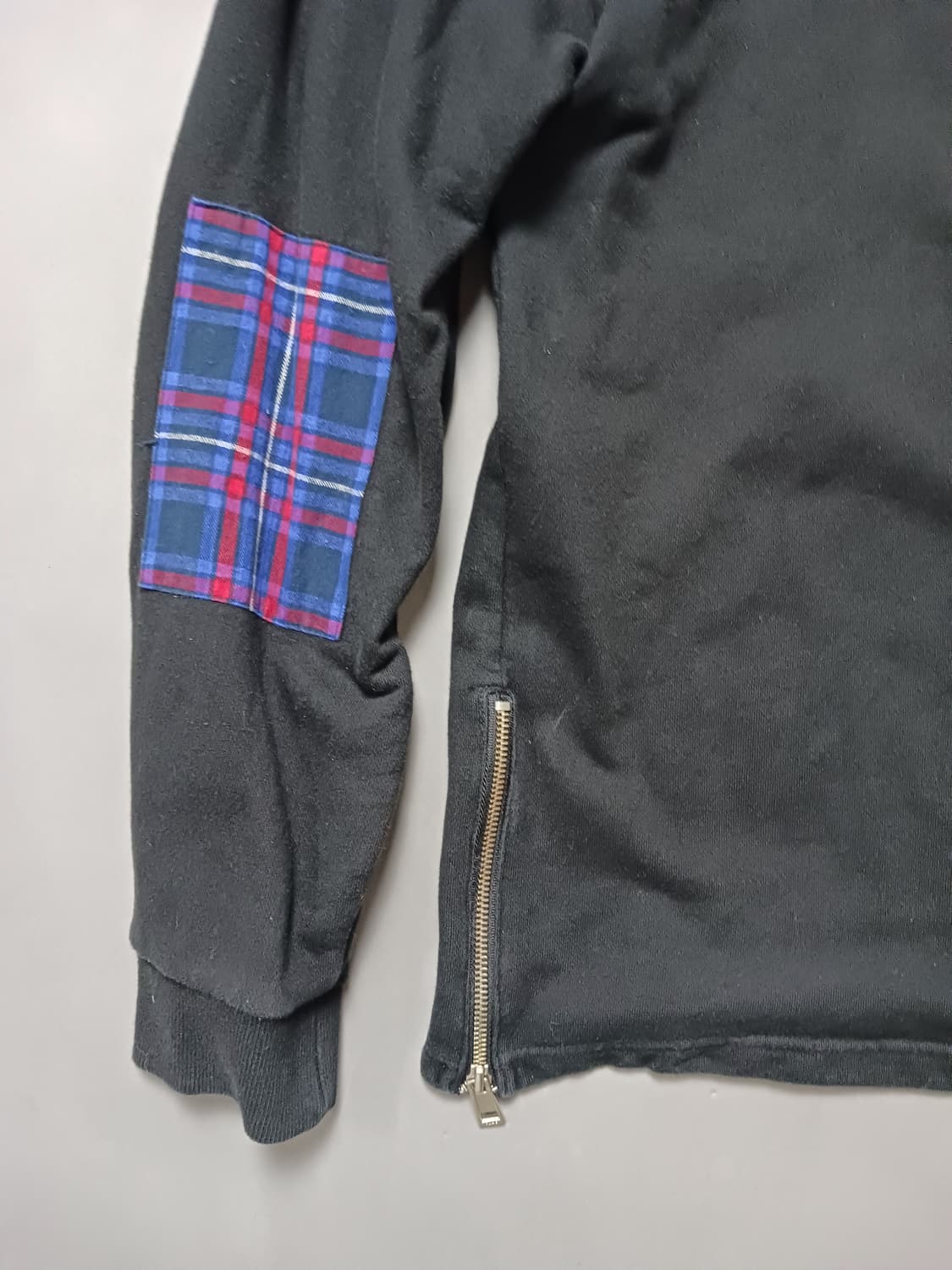 [L] PLAC 블랙 체크 레이어드 후드티 상품이미지8