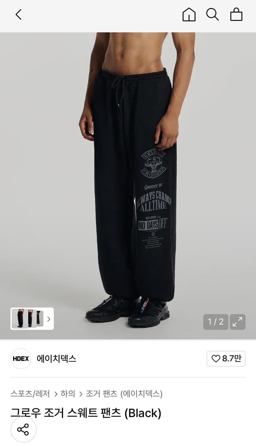 Hdex 그로우 조거 스웨트 팬츠 (Black) XL 상품이미지2