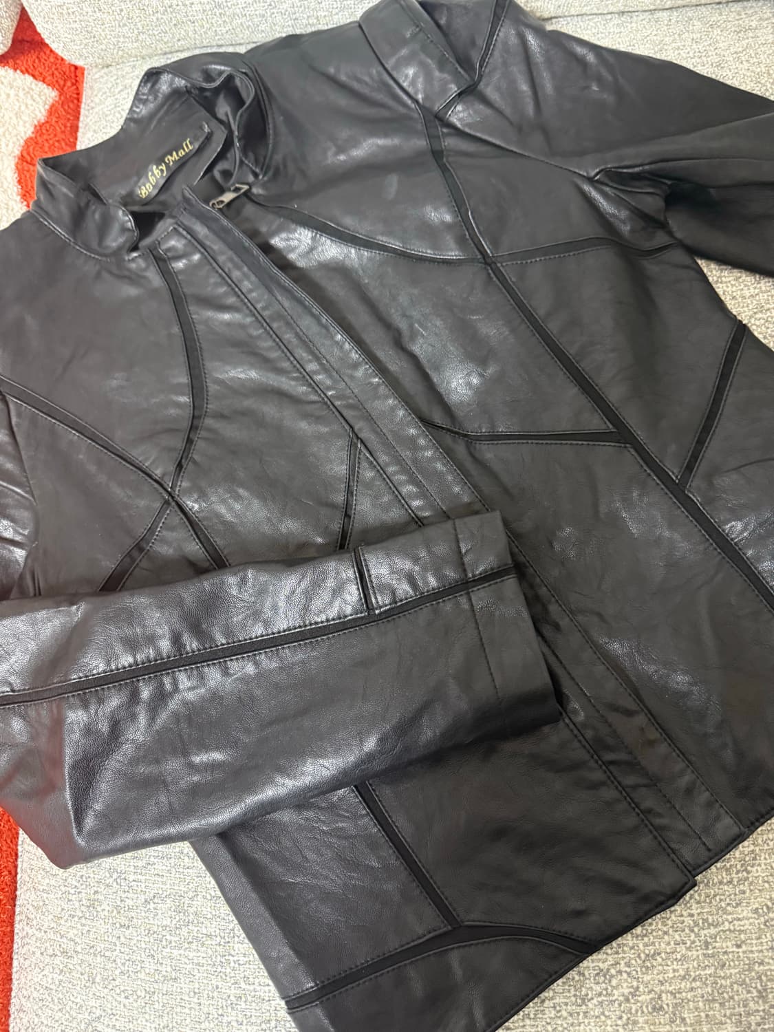 절개 디테일 가죽자켓 상품이미지3