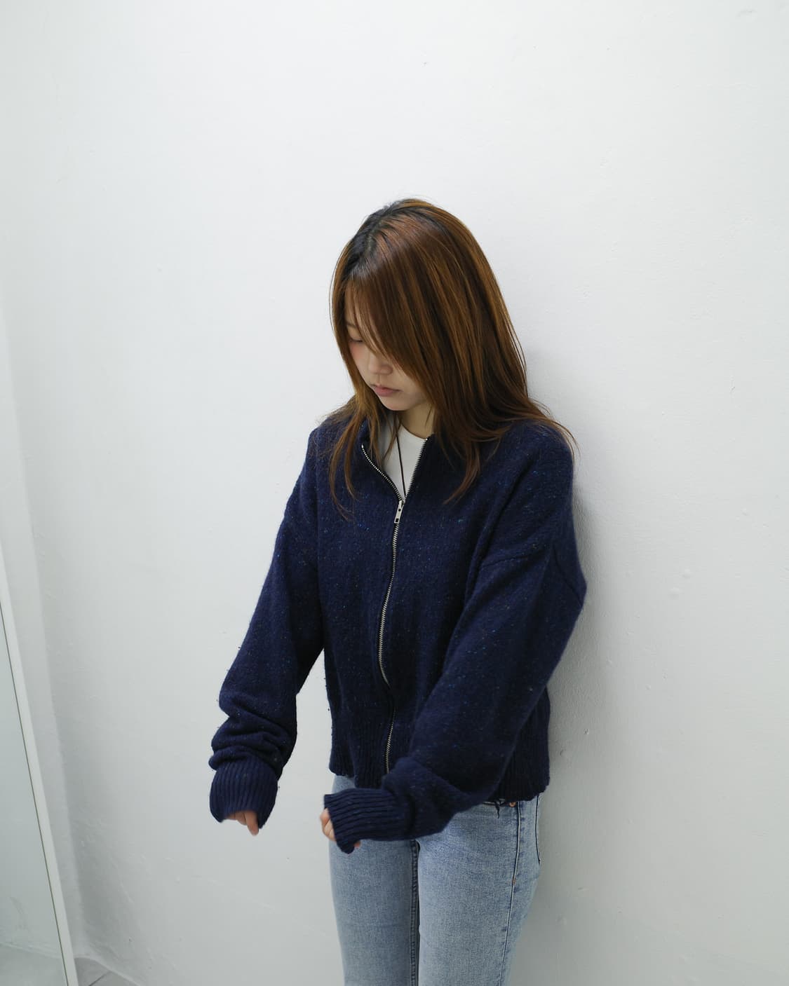 Gimaguas Wool Mock Neck Knit Zip-Up 상품이미지1