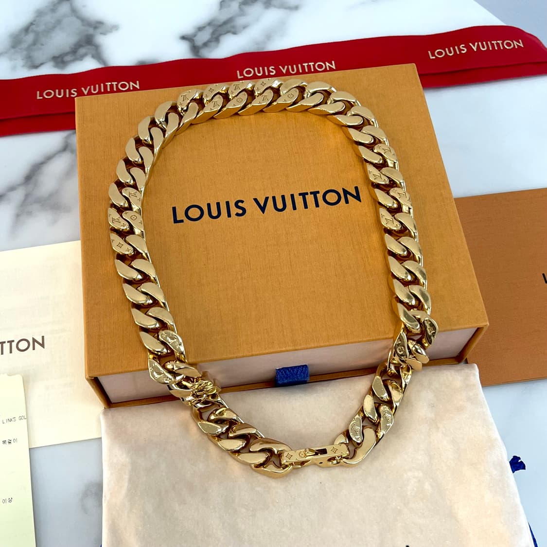[S급/정품] 루이비통 LV 체인 링크 목걸이 골드 M00304 상품이미지6