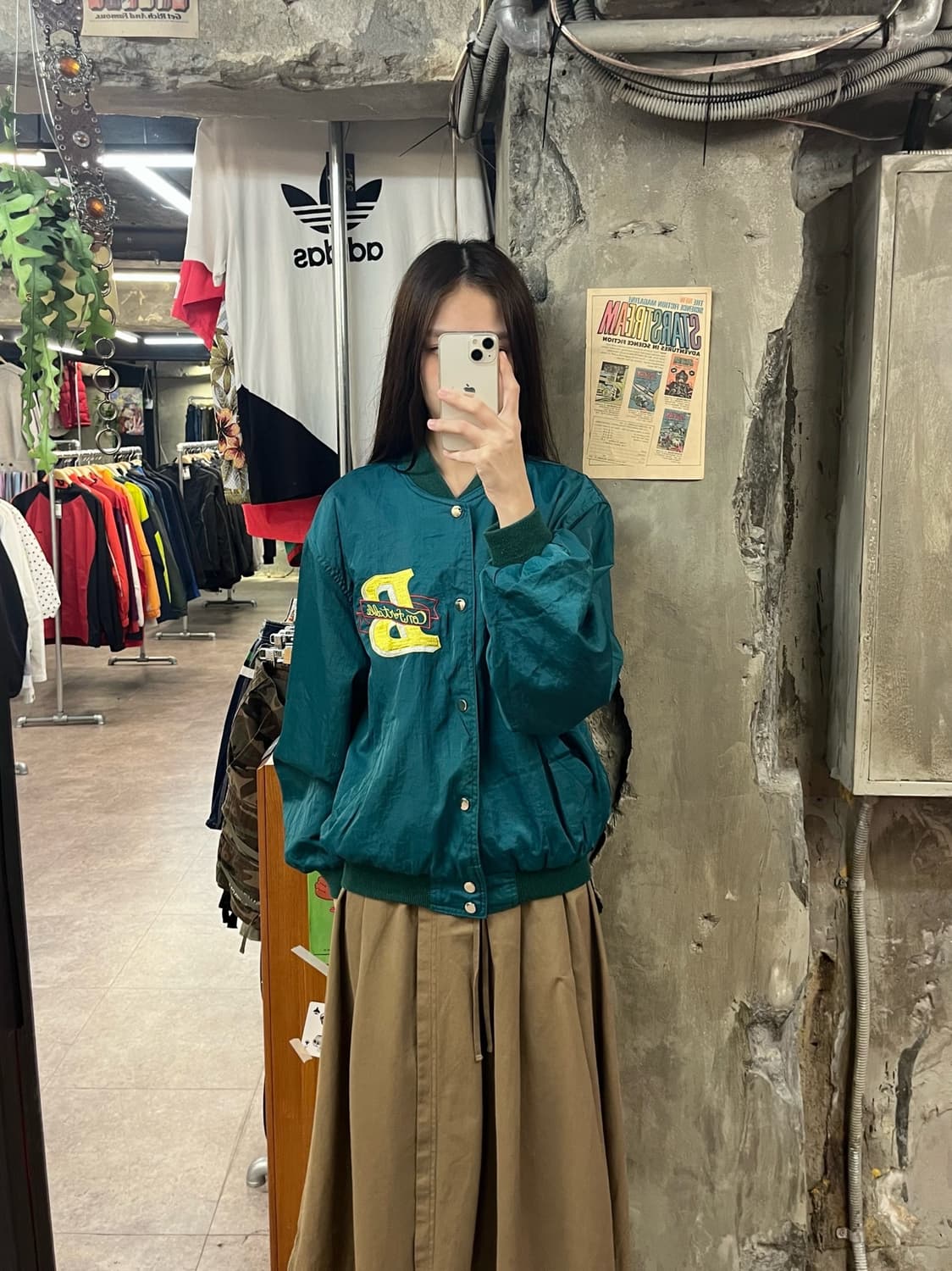 빈티지 버튼 바시티 자켓 그린 M #csz1585 상품이미지2
