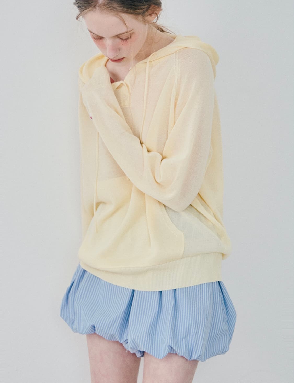 하네 스트라이프 벌룬 스커트 팬츠 Blue Surf 상품이미지2