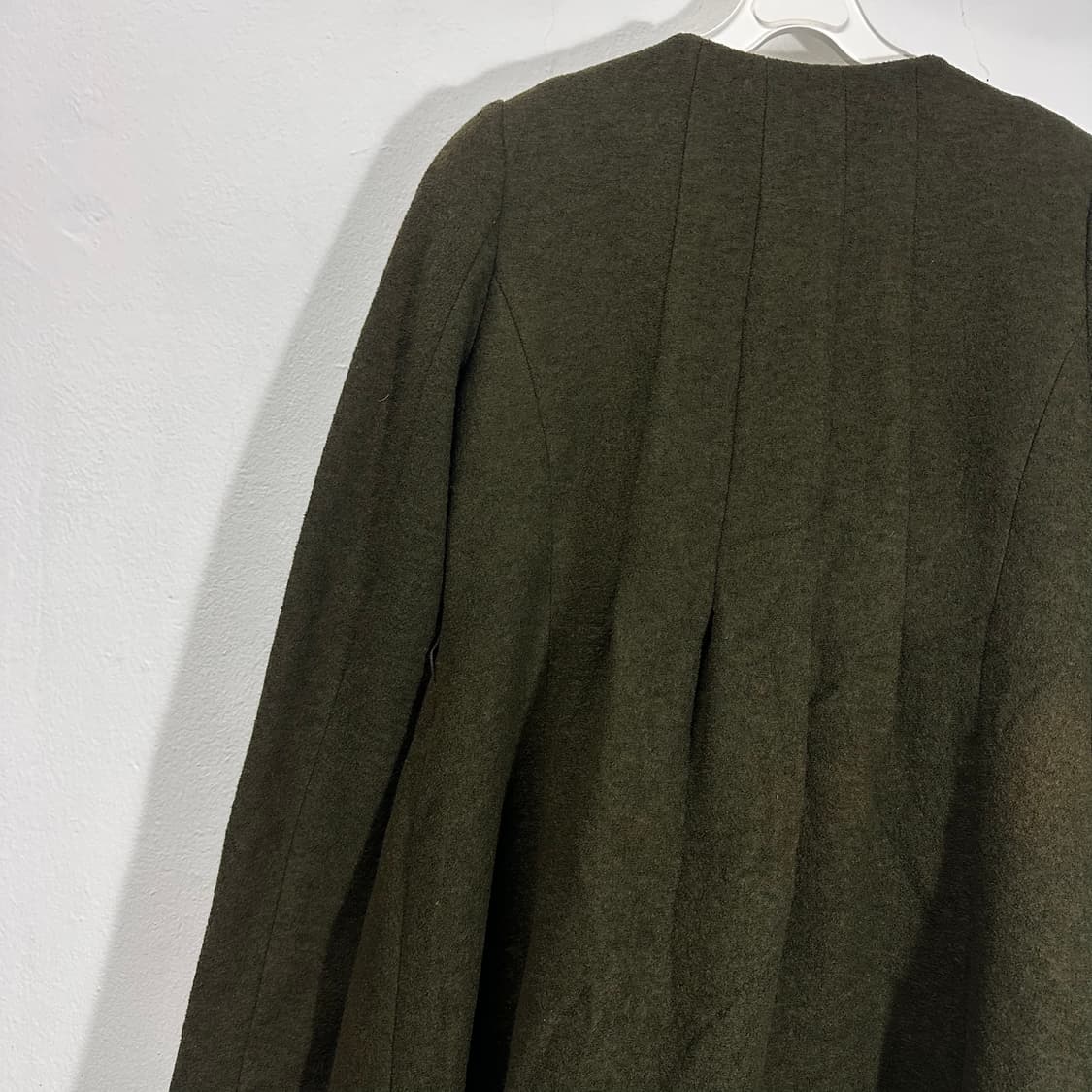 우먼S 질스튜어트 카키 논카라 원피스 코트 상품이미지7