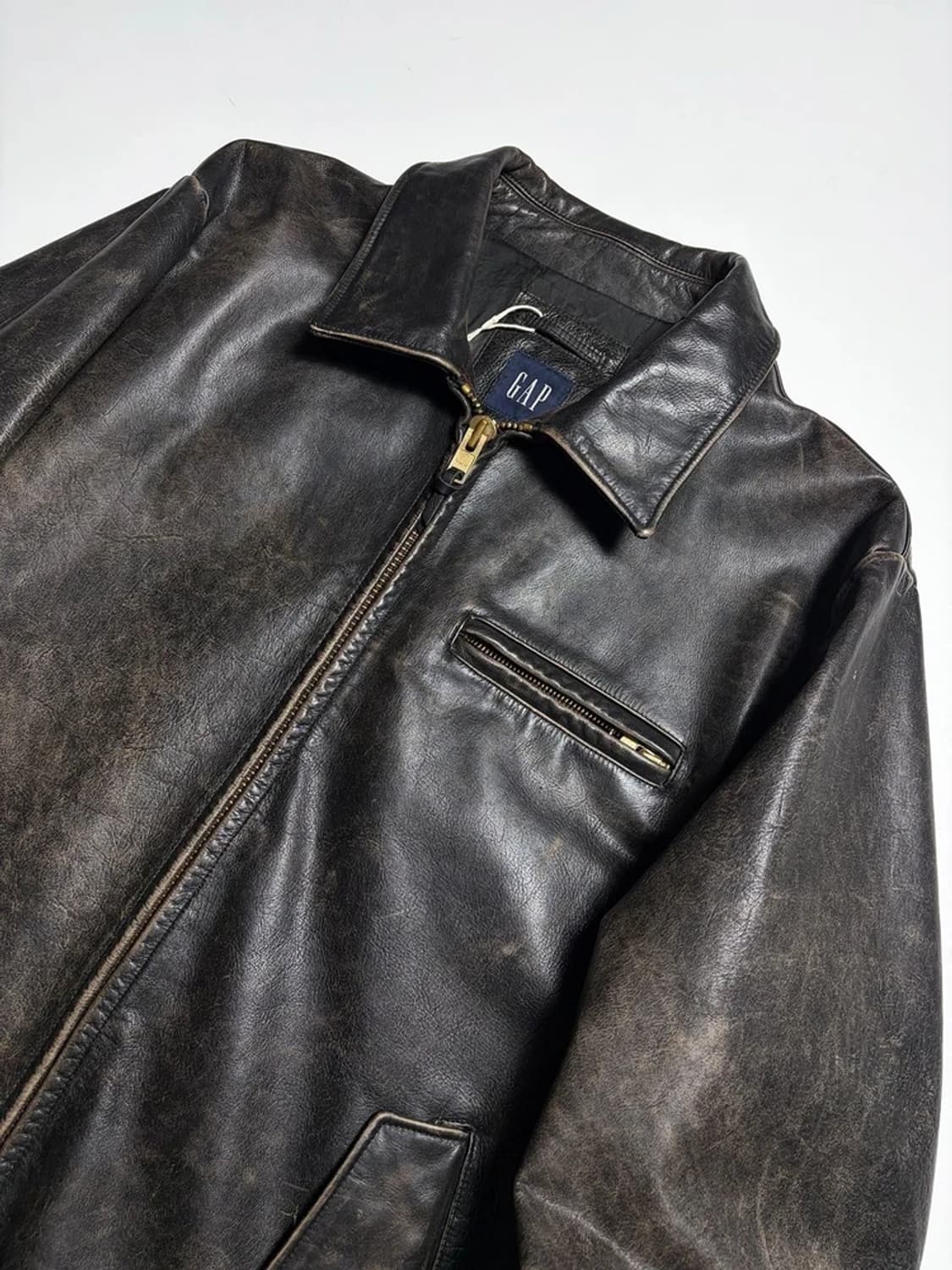 갭 OLD GAP 00's 에이징 소가죽 라이더 자켓 R1329 상품이미지2