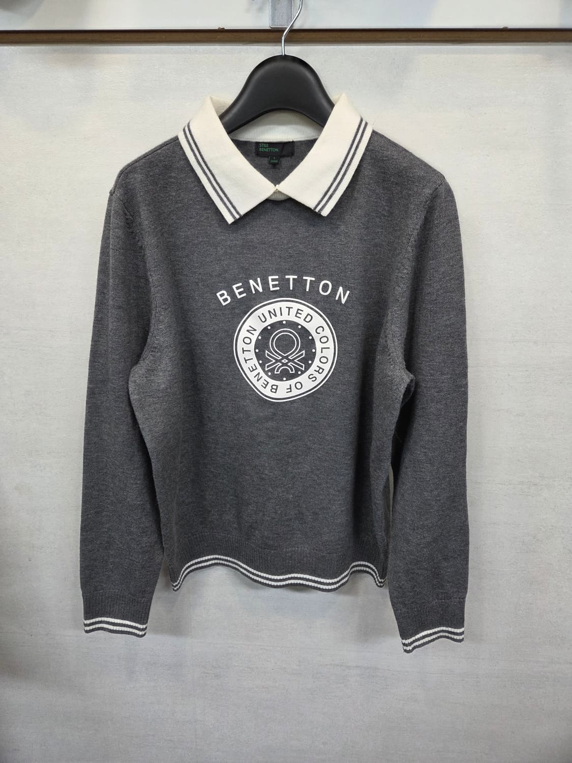 베네통 카라 울 니트 L 상품이미지1