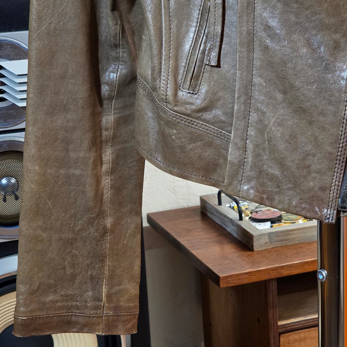 빈티지 카멜 브라운 리얼레더 양가죽 자켓 상품이미지4