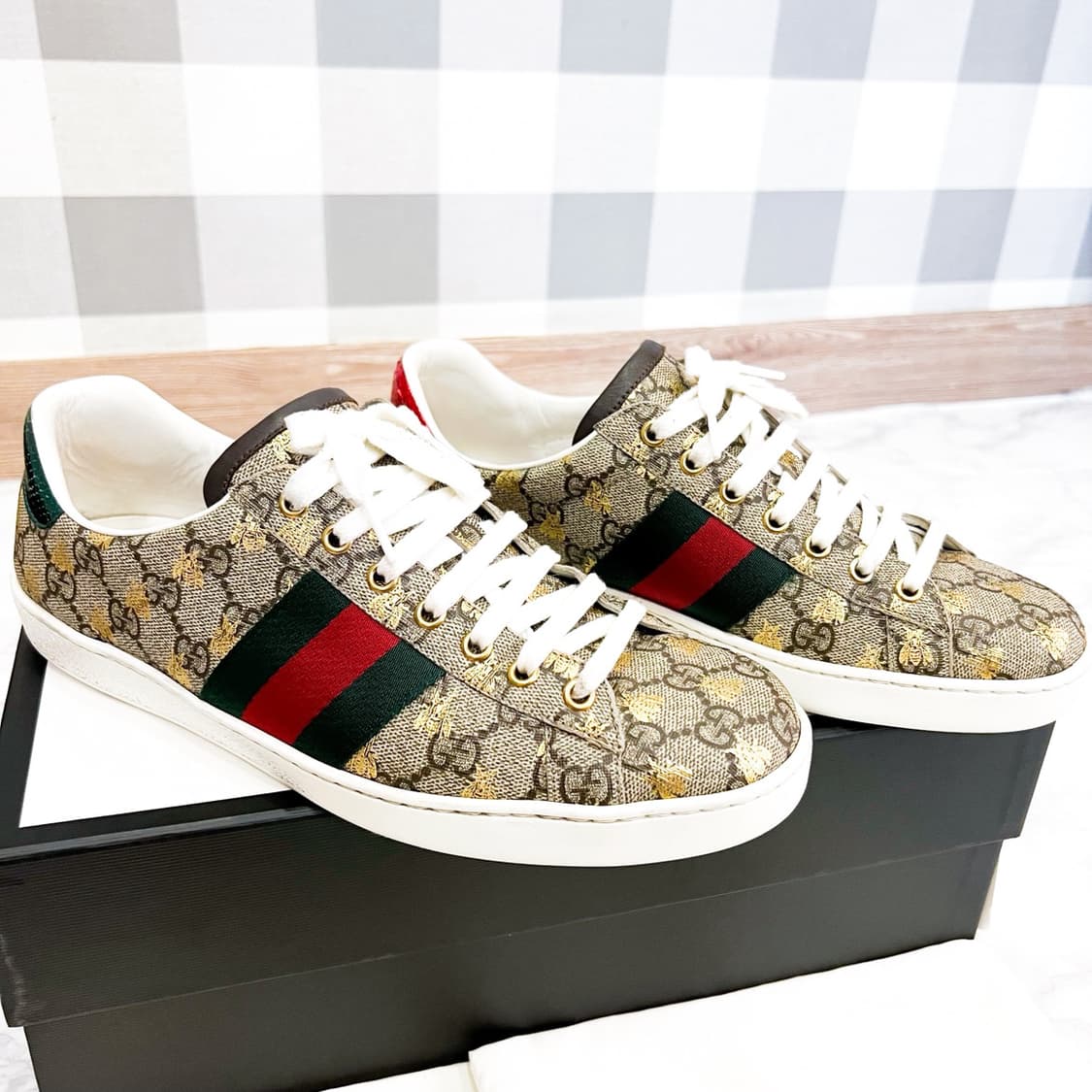 [UK8.5] 구찌 GG 에이스 수프림 꿀벌 스니커즈 상품이미지5