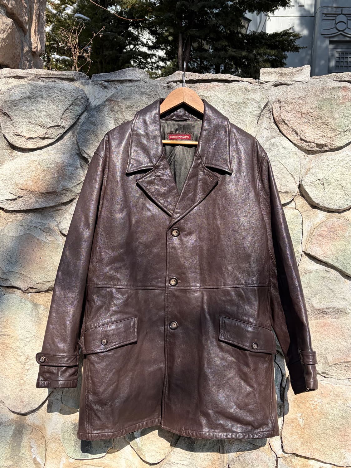 90s 엠포리오 아르마니 레더 카코트 상품이미지1