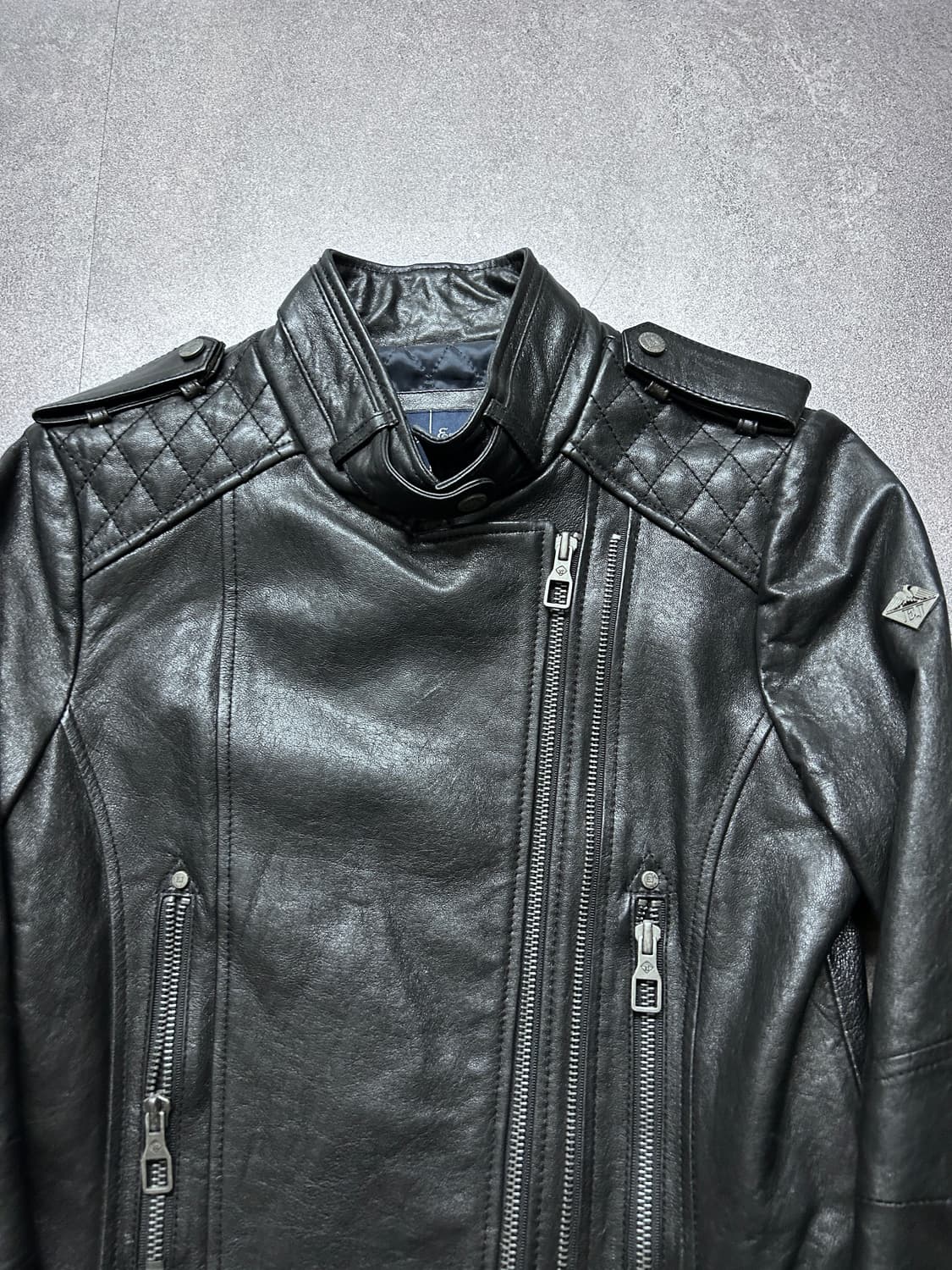 퀼팅 더블 지퍼 램스킨 라이더 자켓 상품이미지2