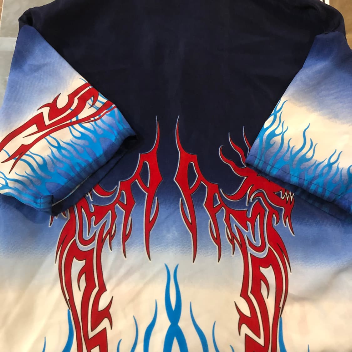 [NO.9] y2k 트라이벌 반팔 셔츠 블루 상품이미지4