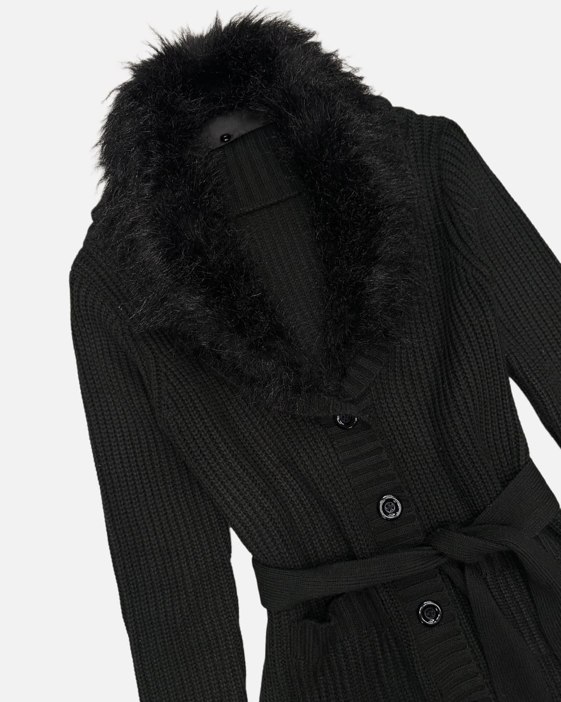 black fur belted knit coat 상품이미지2