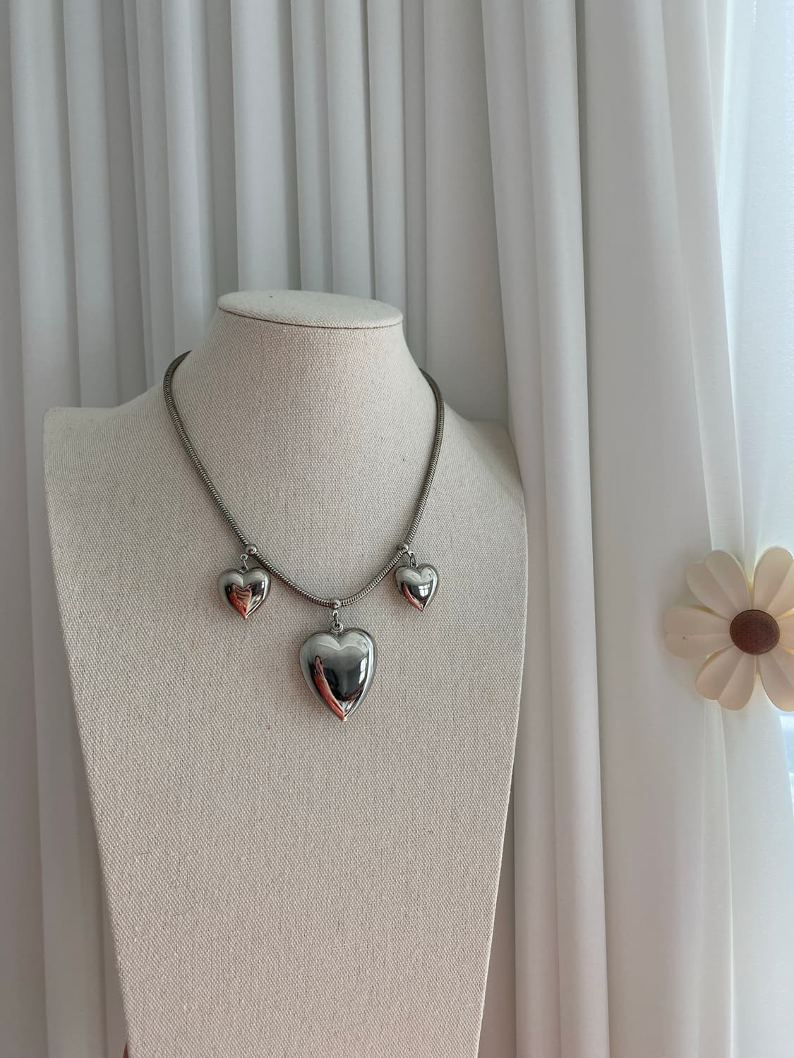 실버톤 하트 목걸이 상품이미지1